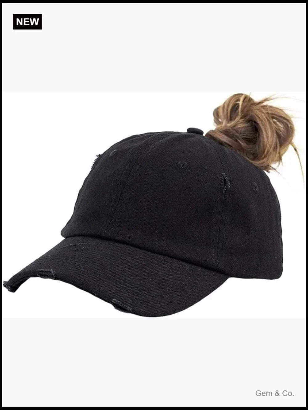 Distressed Washed High Ponytail Baseball Cap Adjustable Outdoor Hat